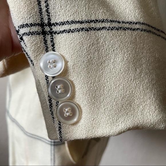 Nwt vintage 1980s 100% wool cream blazer with black stripes size 8 - Picture 15 of 17